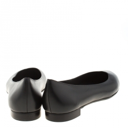 Pre Owned Fendi Black Leather Ballet Flats Size 38.5