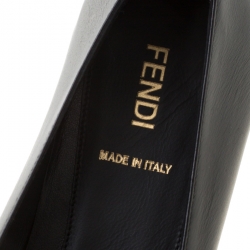 Pre Owned Fendi Black Leather Ballet Flats Size 38.5