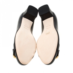 Pre Owned Fendi Black Leather Buckle Block Heel Pumps Size 38.5