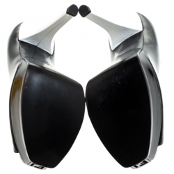 Pre Owned Fendi Black/White Patent Leather Peep Toe Platform Pumps Size 38