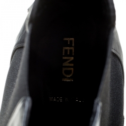 Pre Owned Fendi Black Leather Wedge Ankle Boots Size 41