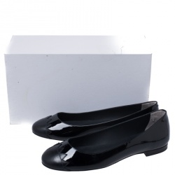 Pre Owned Fendi Black Patent Leather And Leather Ballet Flats Size 38