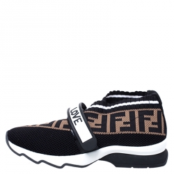 Pre Owned Fendi Multicolor FF Monogram Knit Fabric Rockoko Sneakers Size 36