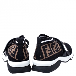 Pre Owned Fendi Multicolor FF Monogram Knit Fabric Rockoko Sneakers Size 36