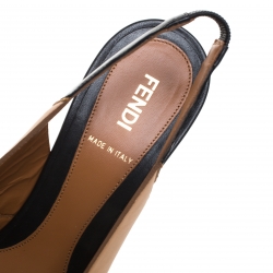 Pre Owned Fendi Brown Zucca Canvas and Leather Slingback Sandals Size 38.5