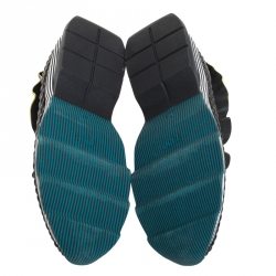 Pre Owned Fendi Black Smocked Leather Ruffle Trim Slip On Sneakers Size 38