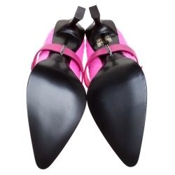 Pre Owned Fendi Pink Fabric And Leather Trim Mary Jane Pumps Size 38