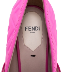 Pre Owned Fendi Pink Fabric And Leather Trim Mary Jane Pumps Size 38