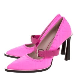 Pre Owned Fendi Pink Fabric And Leather Trim Mary Jane Pumps Size 38