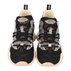 Pre Owned Fendi Brown Knit Low top Sneakers Size 39