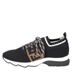 Pre Owned Fendi Black Low Knit Sneakers Size 37