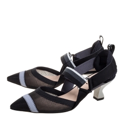 مملوكة مسبقًا Fendi Black Mesh And Fabric Colibri Slingback Pointed Toe Sandals Size 37