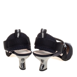 مملوكة مسبقًا Fendi Black Mesh And Fabric Colibri Slingback Pointed Toe Sandals Size 37