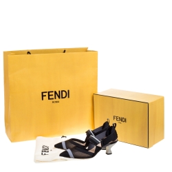 مملوكة مسبقًا Fendi Black Mesh And Fabric Colibri Slingback Pointed Toe Sandals Size 37