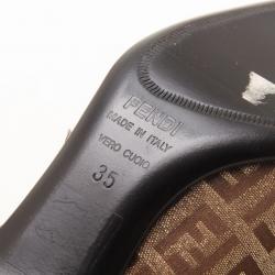 مملوكة مسبقًا Fendi Brown Zuchino Pointed Toe Small Heel Slides Size 35
