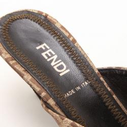 مملوكة مسبقًا Fendi Brown Zuchino Pointed Toe Small Heel Slides Size 35