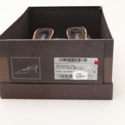 مملوكة مسبقًا Fendi Brown Zuchino Pointed Toe Small Heel Slides Size 35