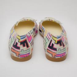 Pre Owned Fendi Multicolour Zucca Coated Canvas Logo Disc Ballerina Flats Size 40.5