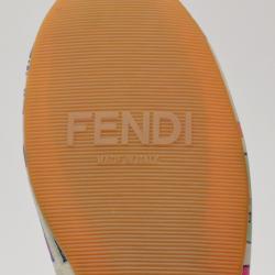 Pre Owned Fendi Multicolour Zucca Coated Canvas Logo Disc Ballerina Flats Size 40.5