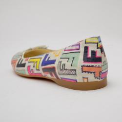 Pre Owned Fendi Multicolour Zucca Coated Canvas Logo Disc Ballerina Flats Size 40.5