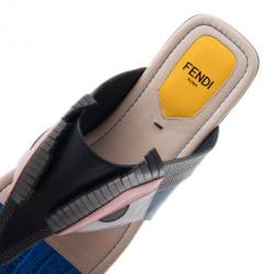 مملوكة مسبقًا Fendi Bugs Paneled Leather Thong Sandals Size 37