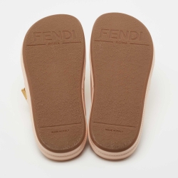 Fendi Pink Leather Fendigraphy Flat Slides Size 38.5