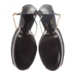 Pre Owned Fendi Zucca Canvas Cross Strap Platform Sandals Size 38