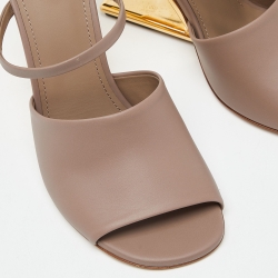 Pre Owned Fendi Beige Leather Fendi First Slide Sandals Size 40