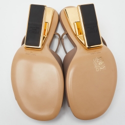 Pre Owned Fendi Beige Leather Fendi First Slide Sandals Size 40