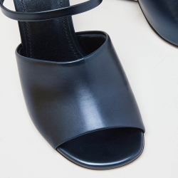 Fendi Metallic Blue Leather Fendi First Slide Sandals Size 39
