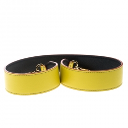 Pre Owned Fendi Yellow/Black Leather Interchangeable Shoulder Strap