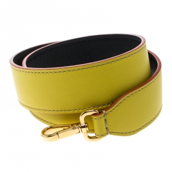 Pre Owned Fendi Yellow/Black Leather Interchangeable Shoulder Strap