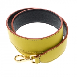Pre Owned Fendi Yellow/Black Leather Interchangeable Shoulder Strap