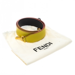 Pre Owned Fendi Yellow/Black Leather Interchangeable Shoulder Strap