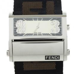 مملوكة مسبقًا Fendi Zip Code Stainless Steel Diamond Quartz Womens Wristwatch 40MM
