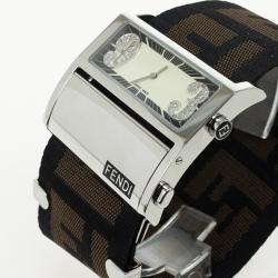 مملوكة مسبقًا Fendi Zip Code Stainless Steel Diamond Quartz Womens Wristwatch 40MM