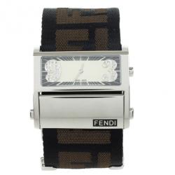 مملوكة مسبقًا Fendi Zip Code Stainless Steel Diamond Quartz Womens Wristwatch 40MM