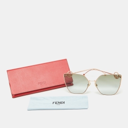 Pre Owned Fendi Gold/Green Gradient FF0323/S Butterfly Sunglasses