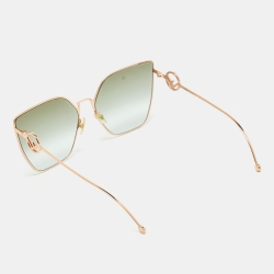 Pre Owned Fendi Gold/Green Gradient FF0323/S Butterfly Sunglasses
