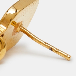 Fendi FF Gold Tone Enamel Drop Earrings