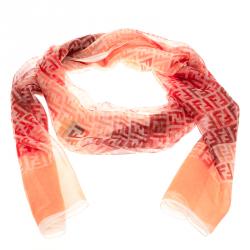 مملوكة مسبقًا Fendi Orange Zucca Print Silk Chiffon Scarf