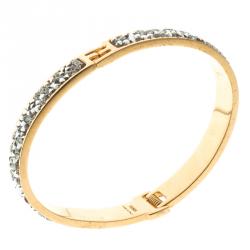 Pre Owned سوار فندي FF مرصع كريستال ذهبي اللون