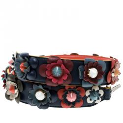 Pre Owned Fendi Multicolor Leather Floral Applique Interchangeable Shoulder Strap