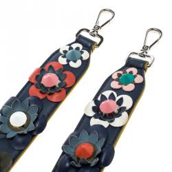 Pre Owned Fendi Multicolor Leather Floral Applique Interchangeable Shoulder Strap