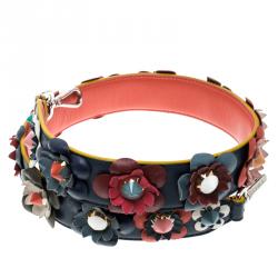 Pre Owned Fendi Multicolor Leather Floral Applique Interchangeable Shoulder Strap