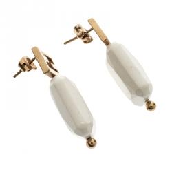 Pre Owned أقراط فندي لون ذهبي كريستال بيضاء