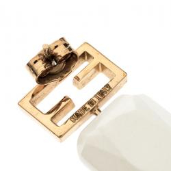 Pre Owned أقراط فندي لون ذهبي كريستال بيضاء