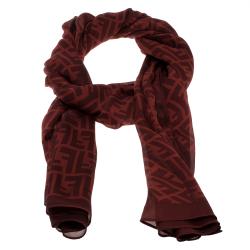 مملوكة مسبقًا Fendi Dual Tone Silk Chiffon Zucca Print Scarf