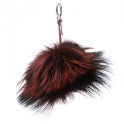 Pre Owned Fendi Red Fur Crystal Monster Bag Charm
