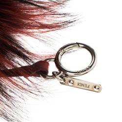 Pre Owned Fendi Red Fur Crystal Monster Bag Charm